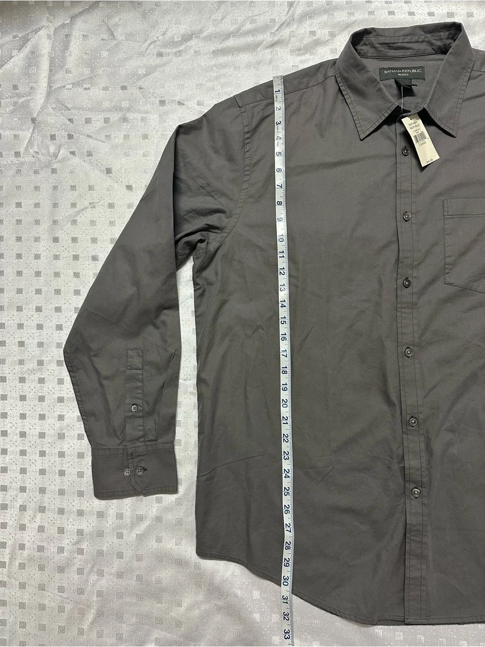 Banana Republic Men's Long-Sleeve Button-Up Shirt - Charcoal Gray